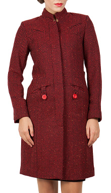 Palton din lana cu dungi rosii